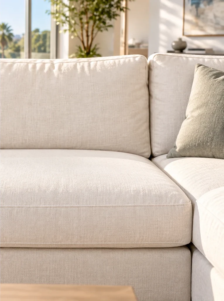 Clean sofa after upholstery cleaning