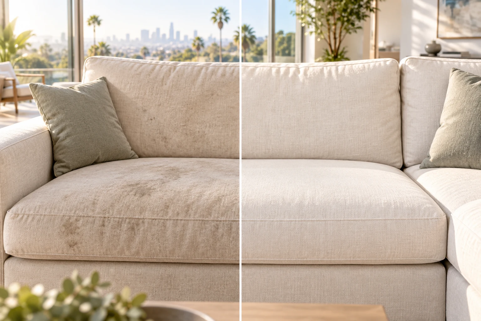 Upholstery sofa cleaning before and after