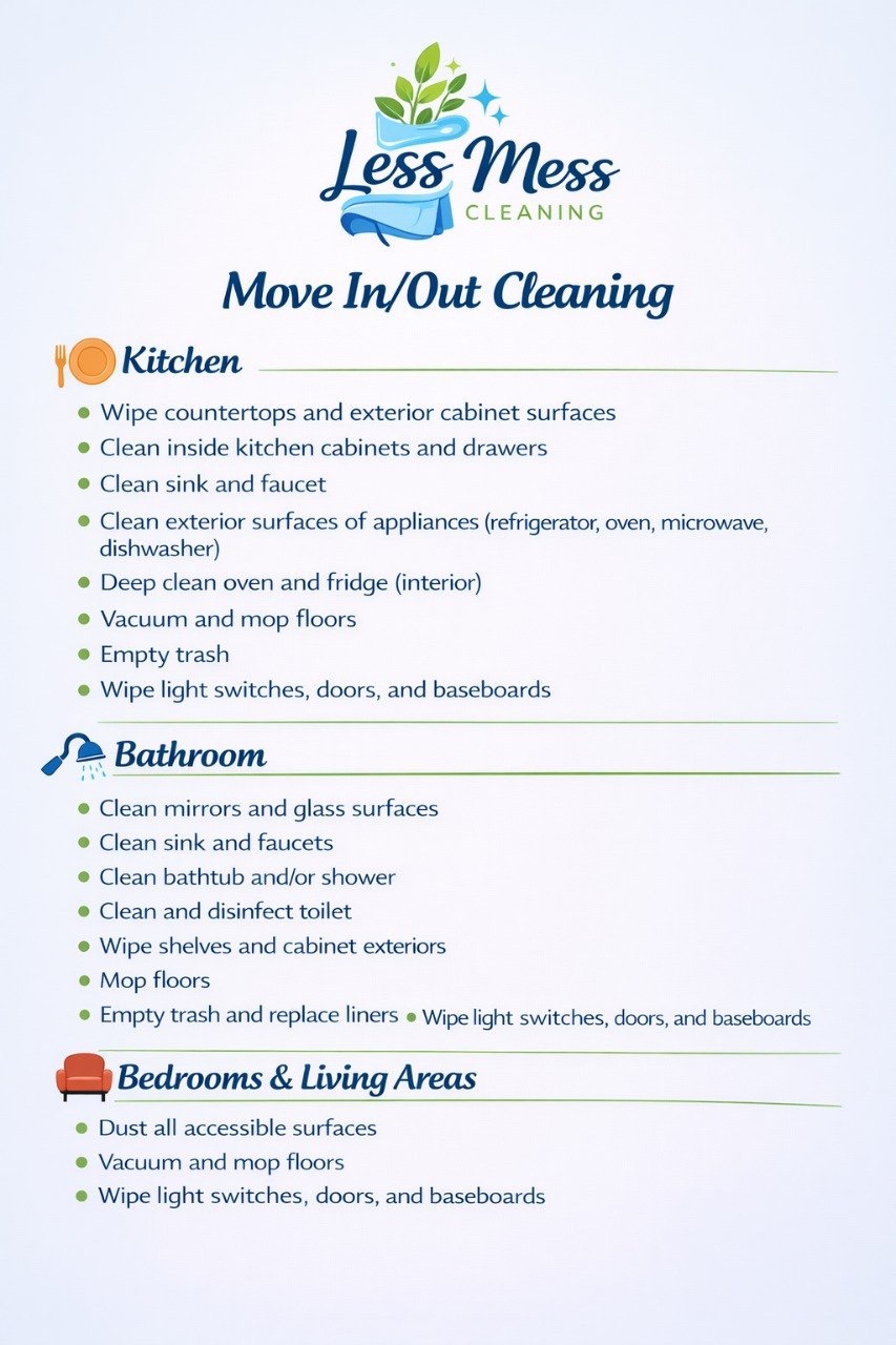 Move in out cleaning checklist