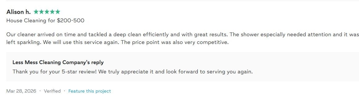 Thumbtack review from Alison